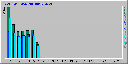 Uso por horas en Enero 2025
