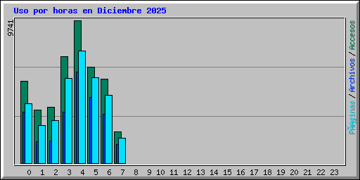 Uso por horas en Diciembre 2025